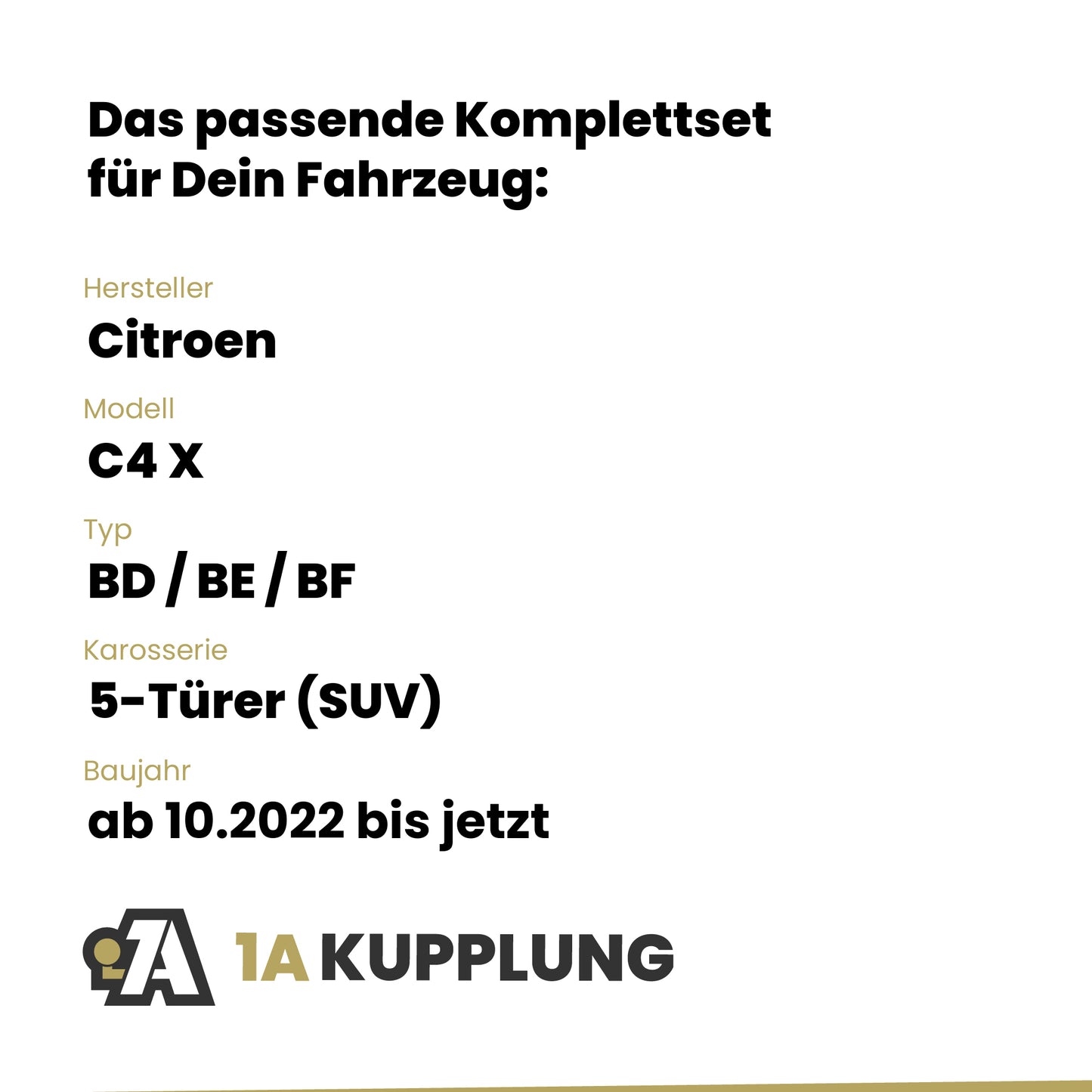Citroen C4 X 5-Türer (SUV) ab 10.2022 BD / BE / BF BRiNK Anhängerkupplung mit JAEGER Elektrosatz