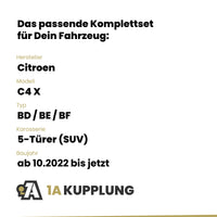 Citroen C4 X 5-Türer (SUV) ab 10.2022 BD / BE / BF BRiNK Anhängerkupplung mit JAEGER Elektrosatz