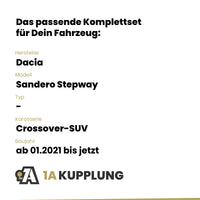 Dacia Sandero Stepway Crossover-SUV ab 01.2021 - BRiNK Anhängerkupplung mit JAEGER Elektrosatz