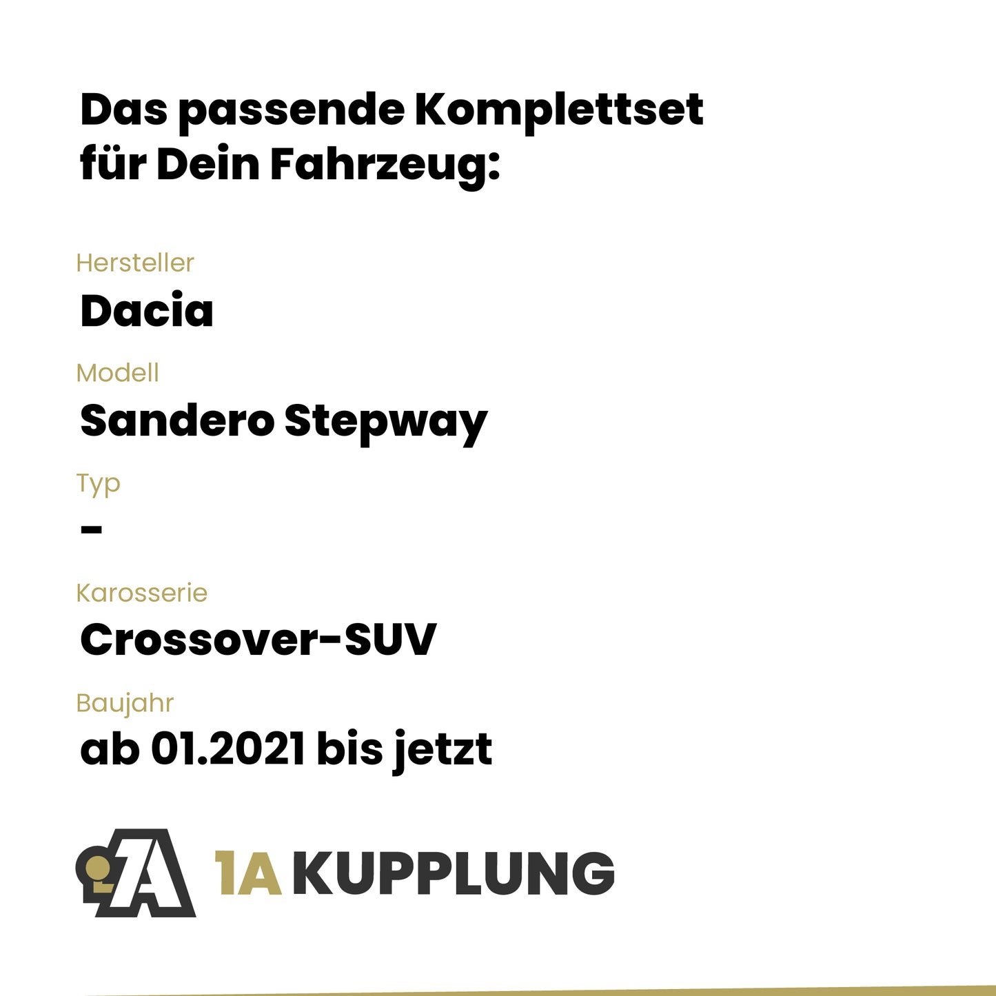 Dacia Sandero Stepway Crossover-SUV ab 01.2021 - BRiNK Anhängerkupplung mit JAEGER Elektrosatz