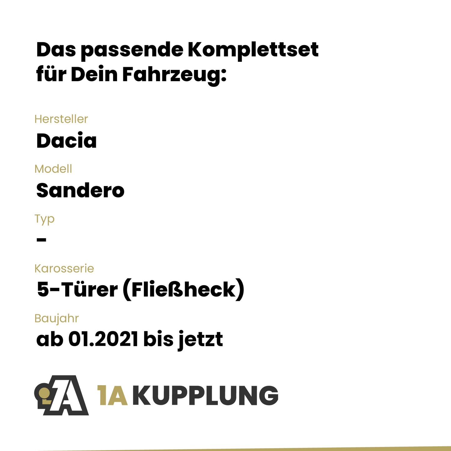 Dacia Sandero 5-Türer (Fließheck) ab 01.2021 - BRiNK Anhängerkupplung mit JAEGER Elektrosatz