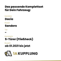 Dacia Sandero 5-Türer (Fließheck) ab 01.2021 - BRiNK Anhängerkupplung mit JAEGER Elektrosatz