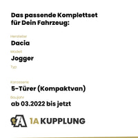 Dacia Jogger 5-Türer (Kompaktvan) ab 03.2022 BRiNK Anhängerkupplung mit JAEGER Elektrosatz