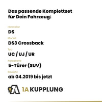 DS DS3 Crossback 5-Türer (SUV) ab 04.2019 UC / UJ / UR BRiNK Anhängerkupplung mit JAEGER Elektrosatz