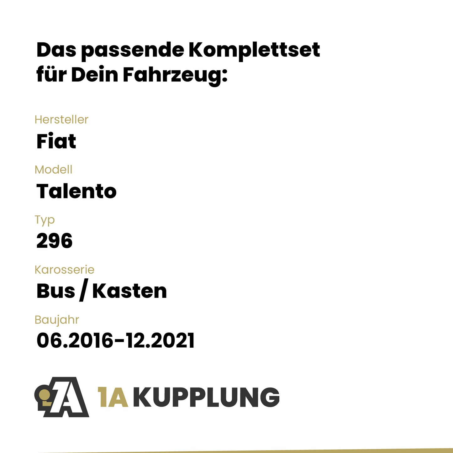 Fiat Talento Bus / Kasten 06.2016-12.2021 296 BRiNK Anhängerkupplung mit JAEGER Elektrosatz