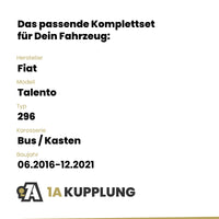 Fiat Talento Bus / Kasten 06.2016-12.2021 296 BRiNK Anhängerkupplung mit JAEGER Elektrosatz