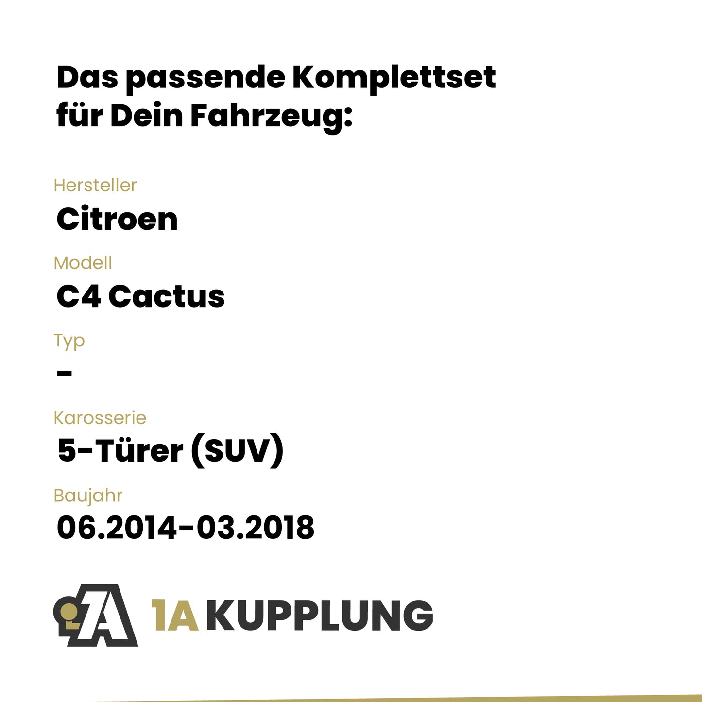 Citroen C4 Cactus 5-Türer (SUV) 06.2014-03.2018 - BRiNK Anhängerkupplung mit JAEGER Elektrosatz