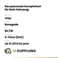 Jeep Renegade 5-Türer (SUV) ab 10.2014 BU / B1 BRiNK Anhängerkupplung mit JAEGER Elektrosatz