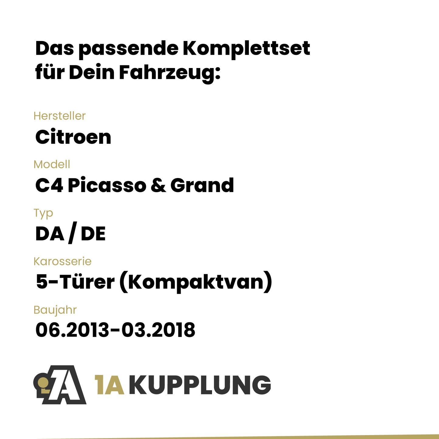 Citroen C4 Picasso & Grand 5-Türer (Kompaktvan) 06.2013-03.2018 DA / DE BRiNK Anhängerkupplung mit JAEGER Elektrosatz