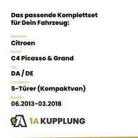 Citroen C4 Picasso & Grand 5-Türer (Kompaktvan) 06.2013-03.2018 DA / DE BRiNK Anhängerkupplung mit JAEGER Elektrosatz