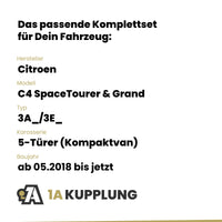 Citroen C4 SpaceTourer & Grand 5-Türer (Kompaktvan) ab 05.2018 3A_/3E_ BRiNK Anhängerkupplung mit JAEGER Elektrosatz