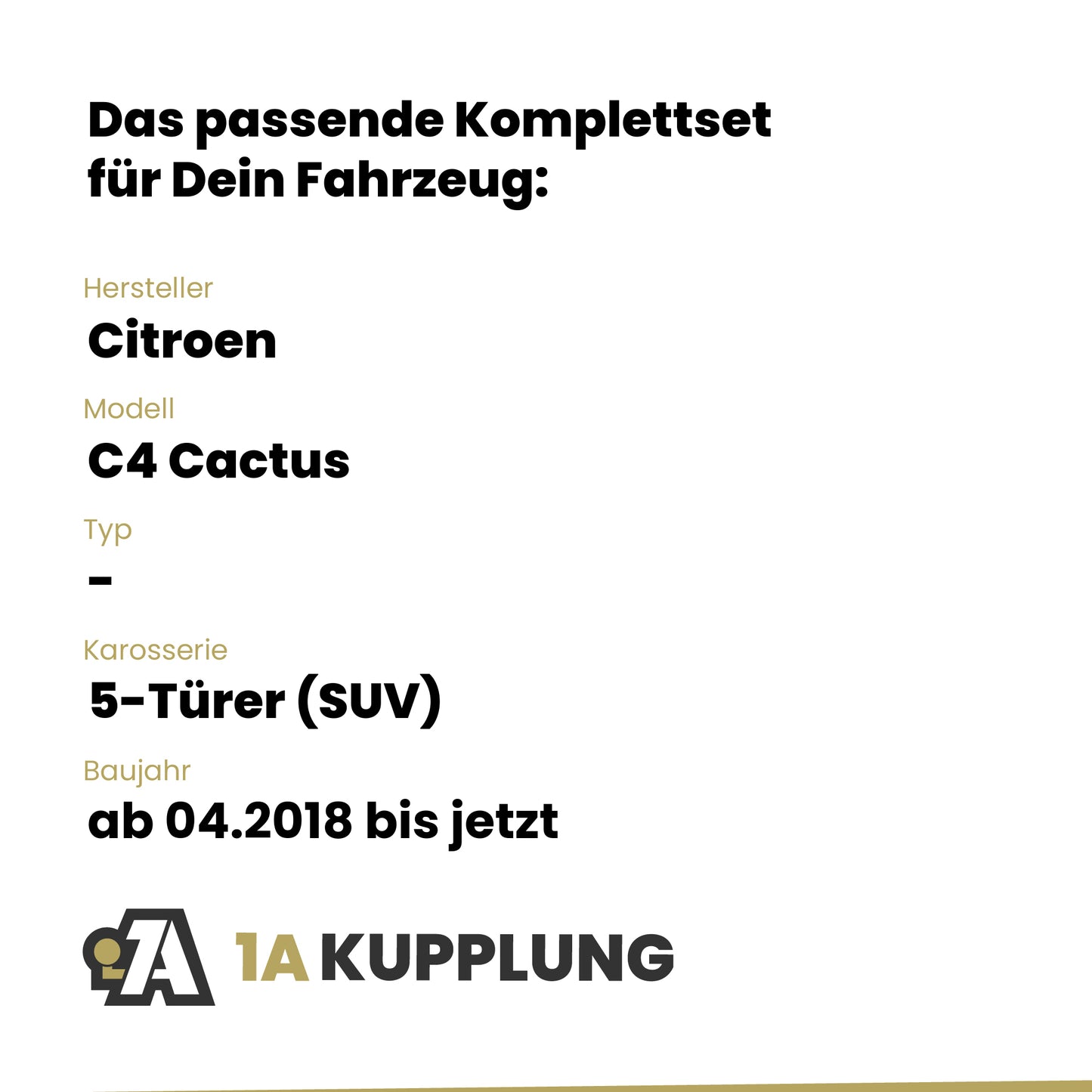 Citroen C4 Cactus 5-Türer (SUV) ab 04.2018 - BRiNK Anhängerkupplung mit JAEGER Elektrosatz