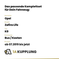 Opel Zafira Life Bus / Kasten ab 07.2019 K0 BRiNK Anhängerkupplung mit JAEGER Elektrosatz
