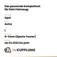 Opel Astra 5-Türer (Sports Tourer) ab 01.2023 L BRiNK Anhängerkupplung mit JAEGER Elektrosatz
