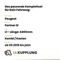 Peugeot Partner III Kombi / Kasten ab 09.2018 L1 - Länge: 4403mm BRiNK Anhängerkupplung mit JAEGER Elektrosatz
