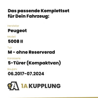 Peugeot 5008 II 5-Türer (Kompaktvan) 06.2017-07.2024 M - ohne Reserverad BRiNK Anhängerkupplung mit JAEGER Elektrosatz