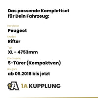 Peugeot Rifter 5-Türer (Kompaktvan) ab 09.2018 XL - 4753mm BRiNK Anhängerkupplung mit JAEGER Elektrosatz