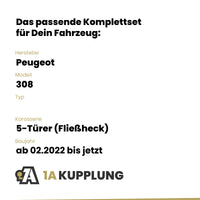 Peugeot 308 5-Türer (Fließheck) ab 02.2022 BRiNK Anhängerkupplung mit JAEGER Elektrosatz
