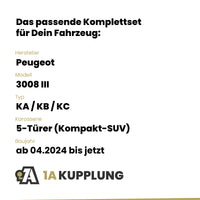 Peugeot 3008 III 5-Türer (Kompakt-SUV) ab 04.2024 KA / KB / KC BRiNK Anhängerkupplung mit JAEGER Elektrosatz