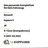 Renault Espace V 5-Türer (Kompaktvan) 11.2019-05.2023 JR BRiNK Anhängerkupplung mit JAEGER Elektrosatz