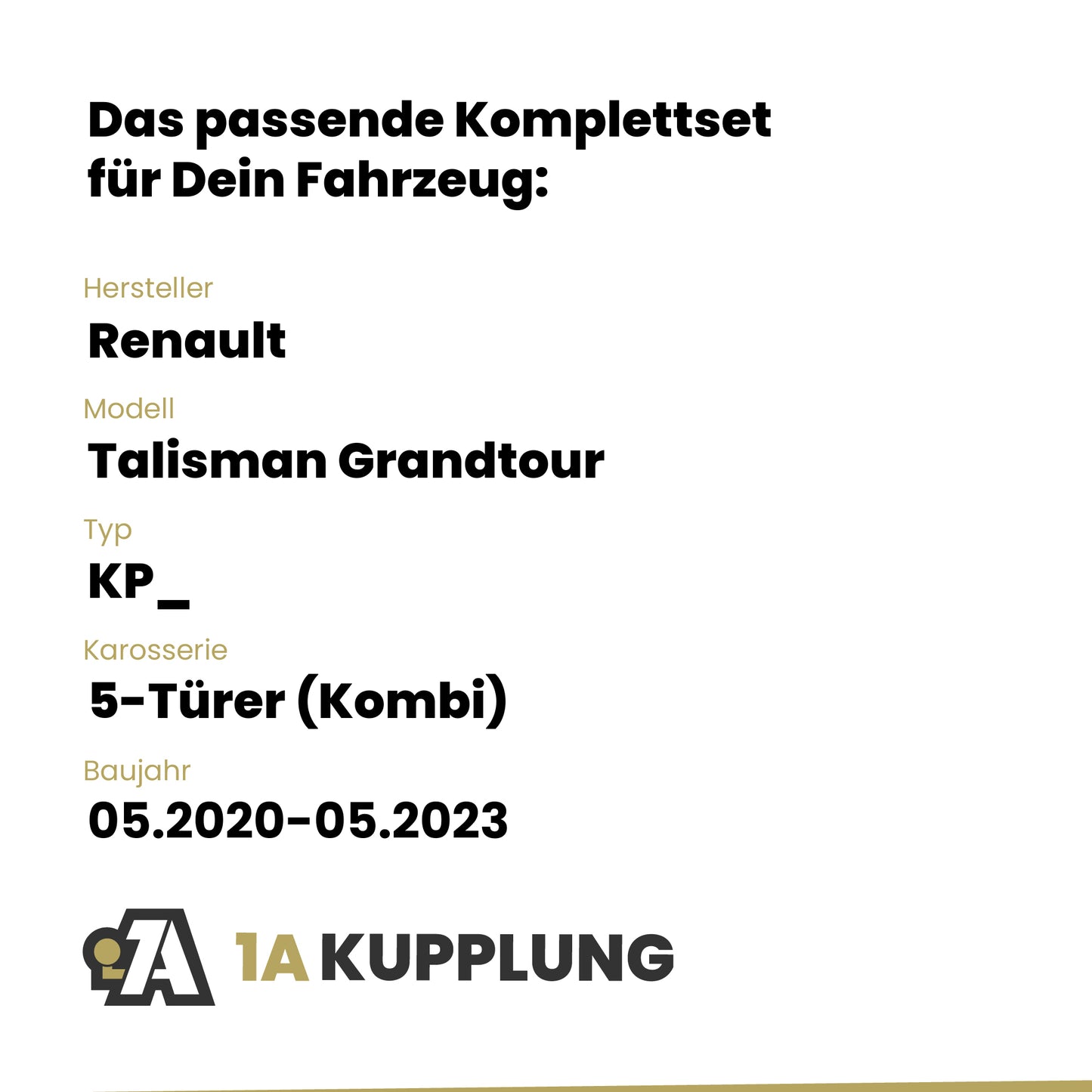 Renault Talisman Grandtour 5-Türer (Kombi) 05.2020-05.2023 KP_ BRiNK Anhängerkupplung mit JAEGER Elektrosatz