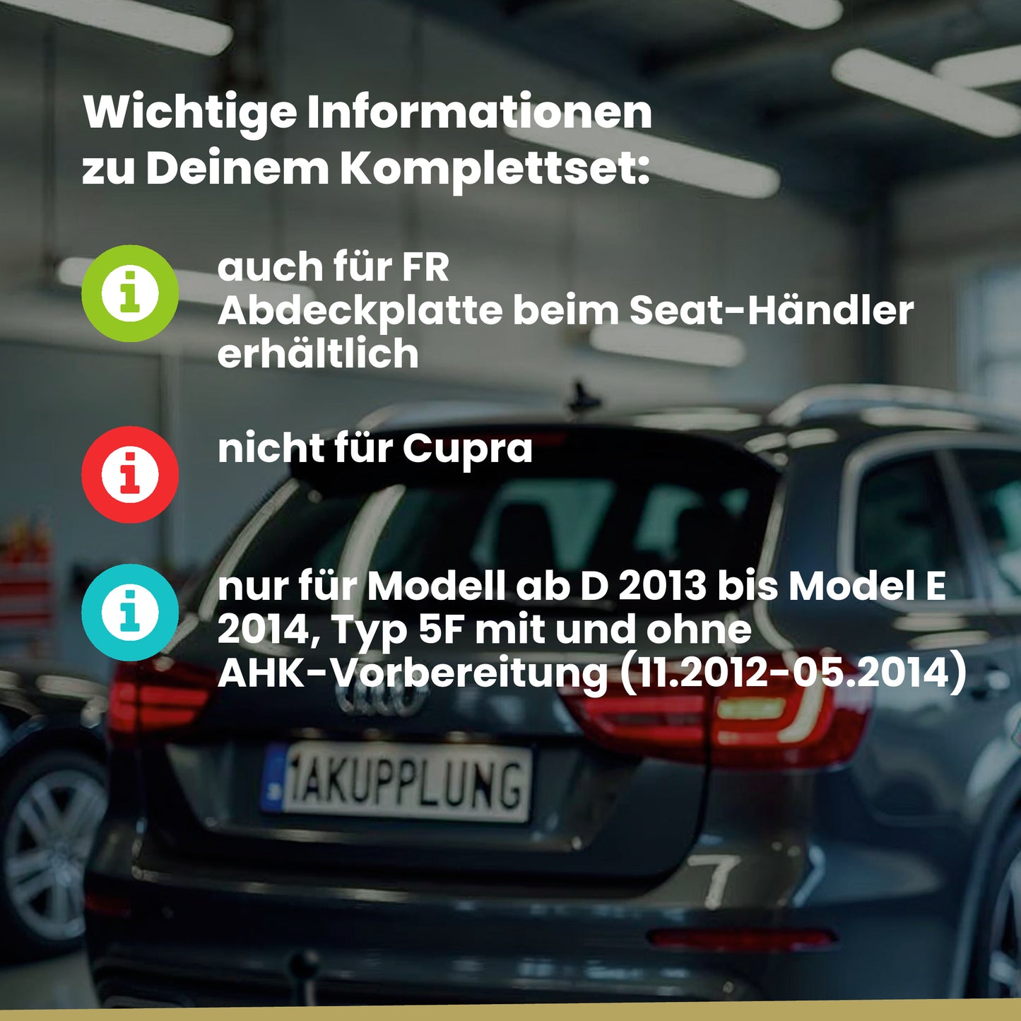 Seat Leon Fließheck 5-Türer (Fließheck) 11.2012-05.2014 5F1 BRiNK Anhängerkupplung mit JAEGER Elektrosatz