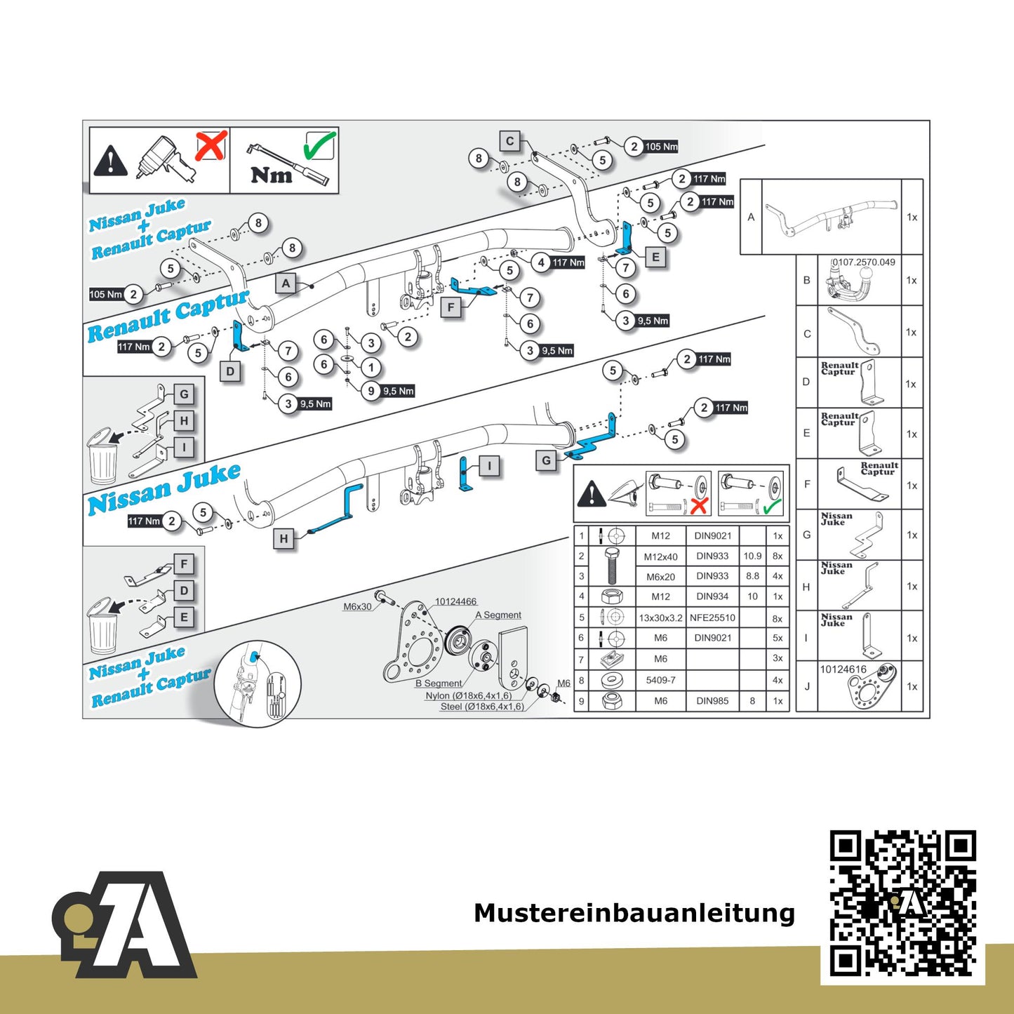 Mitsubishi ASX 5-Türer (SUV) 03.2023-06.2024 VSE / VSX ORIS Anhängerkupplung mit JAEGER Elektrosatz