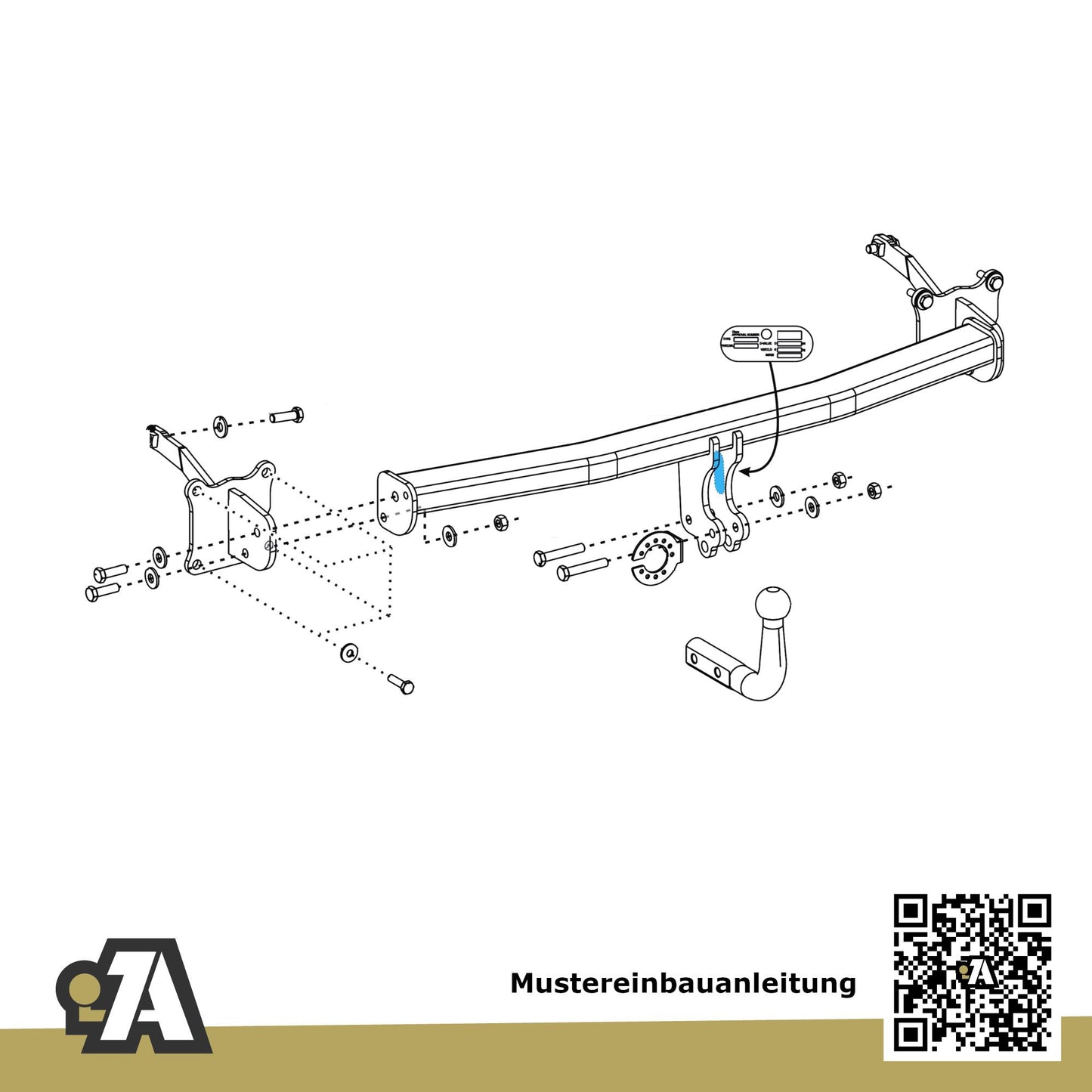 VW Caddy V Kombi / Kasten ab 12.2020 SBB / SBJ ORIS Anhängerkupplung mit JAEGER Elektrosatz