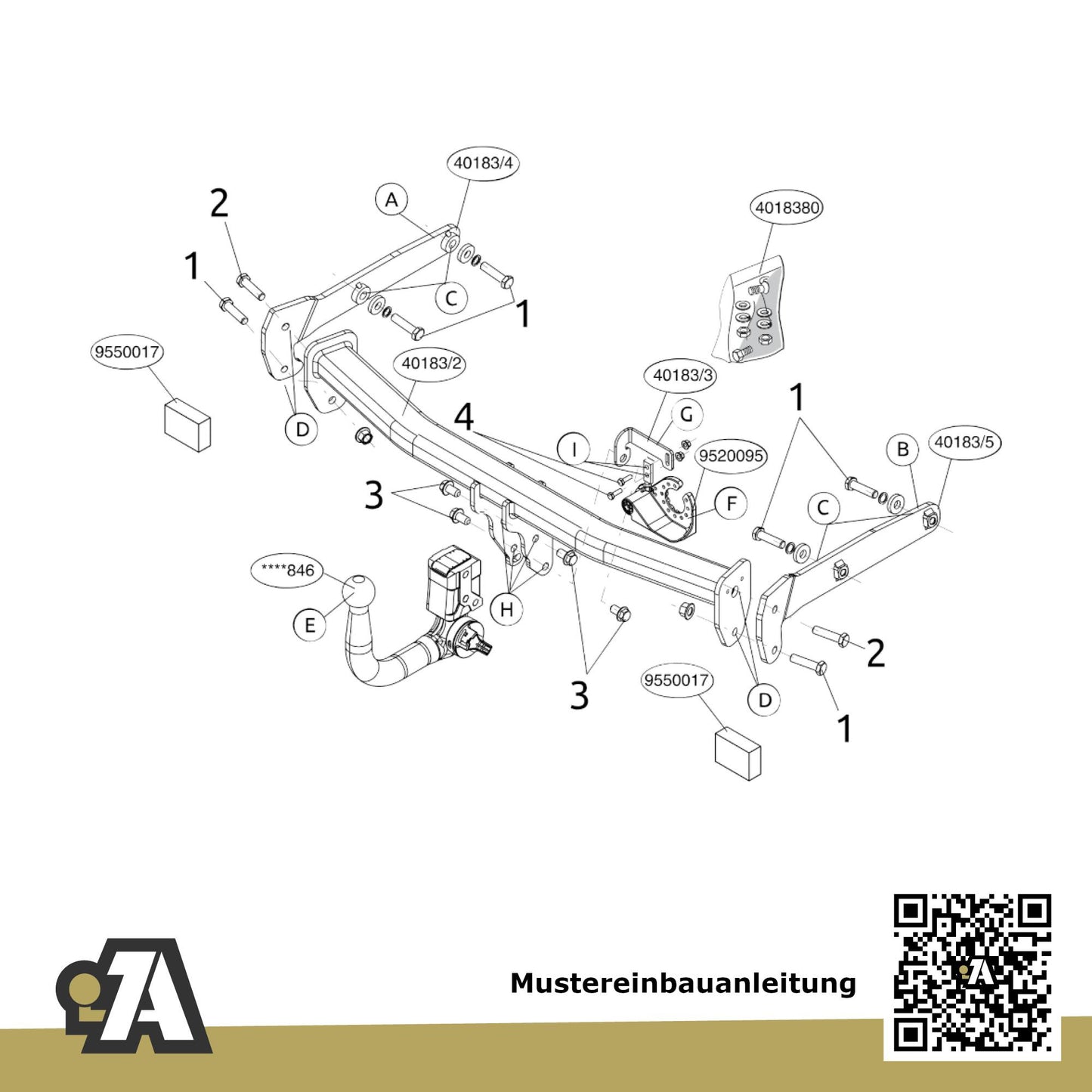 Audi A4 B9 5-Türer (Avant) 11.2015-07.2023 8W5 BRiNK Anhängerkupplung mit JAEGER Elektrosatz