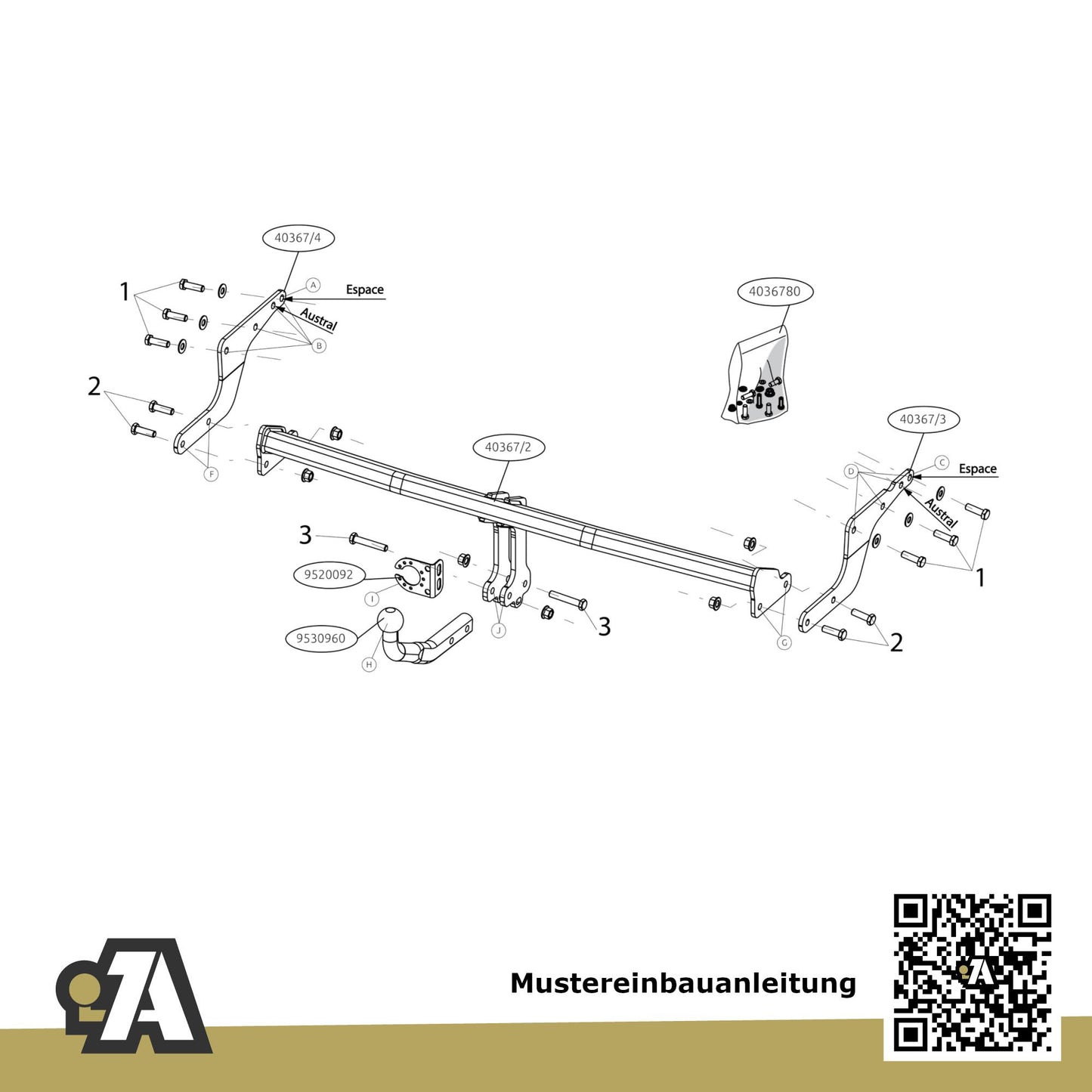 Renault Espace VI 5-Türer (Kompaktvan) ab 05.2023 RHN BRiNK Anhängerkupplung mit JAEGER Elektrosatz
