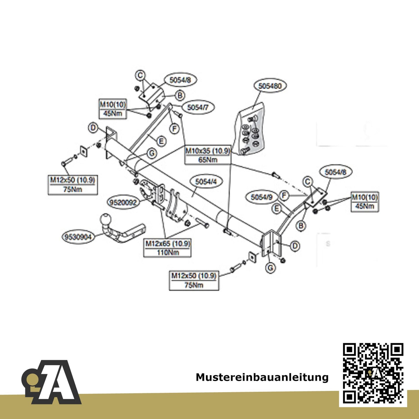 Citroen Berlingo II Kombi / Kasten 05.2008-08.2018 B9 L1 - Länge: 4380mm BRiNK Anhängerkupplung mit JAEGER Elektrosatz