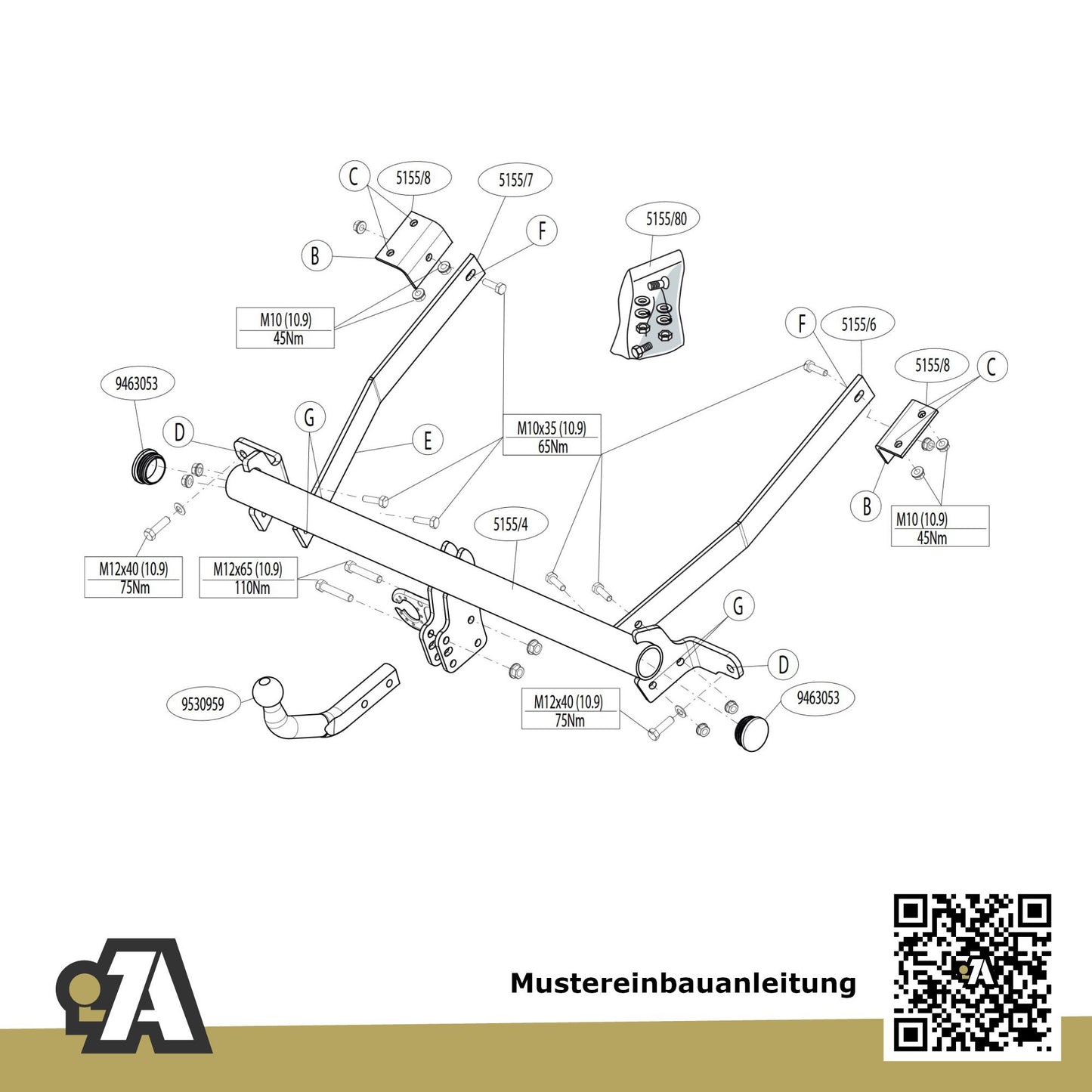 Citroen Berlingo II Kombi / Kasten 05.2008-08.2018 B9 L2 - Länge: 4628mm BRiNK Anhängerkupplung mit JAEGER Elektrosatz