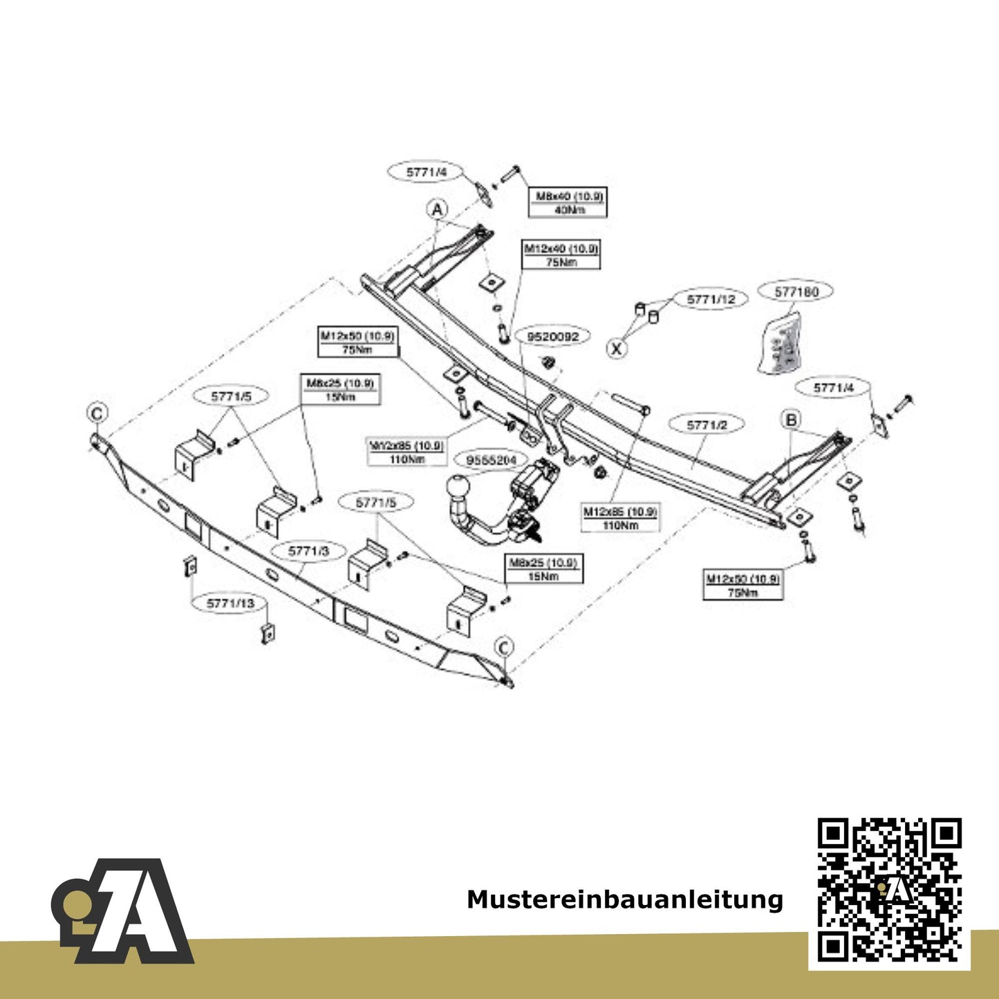 VW Caddy IV Kombi / Kasten 06.2015-08.2020 SA_ BRiNK Anhängerkupplung mit JAEGER Elektrosatz
