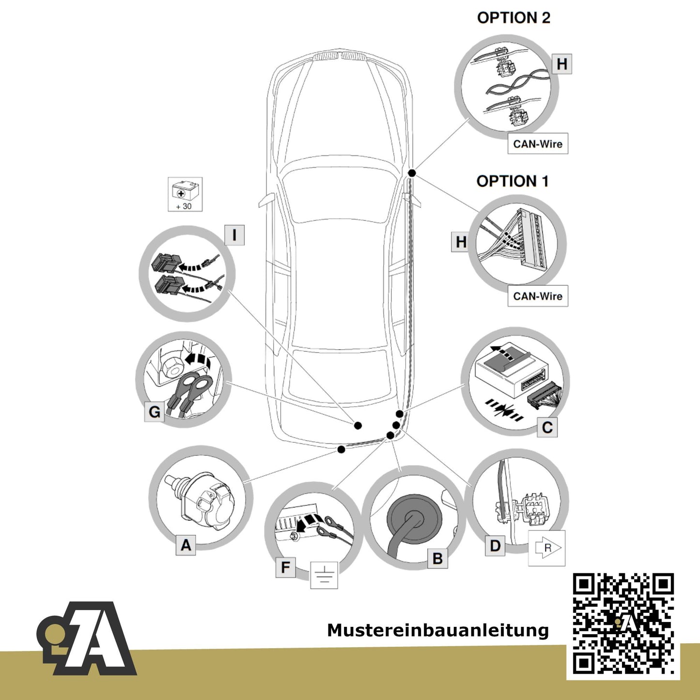 BMW 5er G30 4-Türer (Limousine) 02.2017-10.2023 G30 BRiNK Anhängerkupplung mit JAEGER Elektrosatz