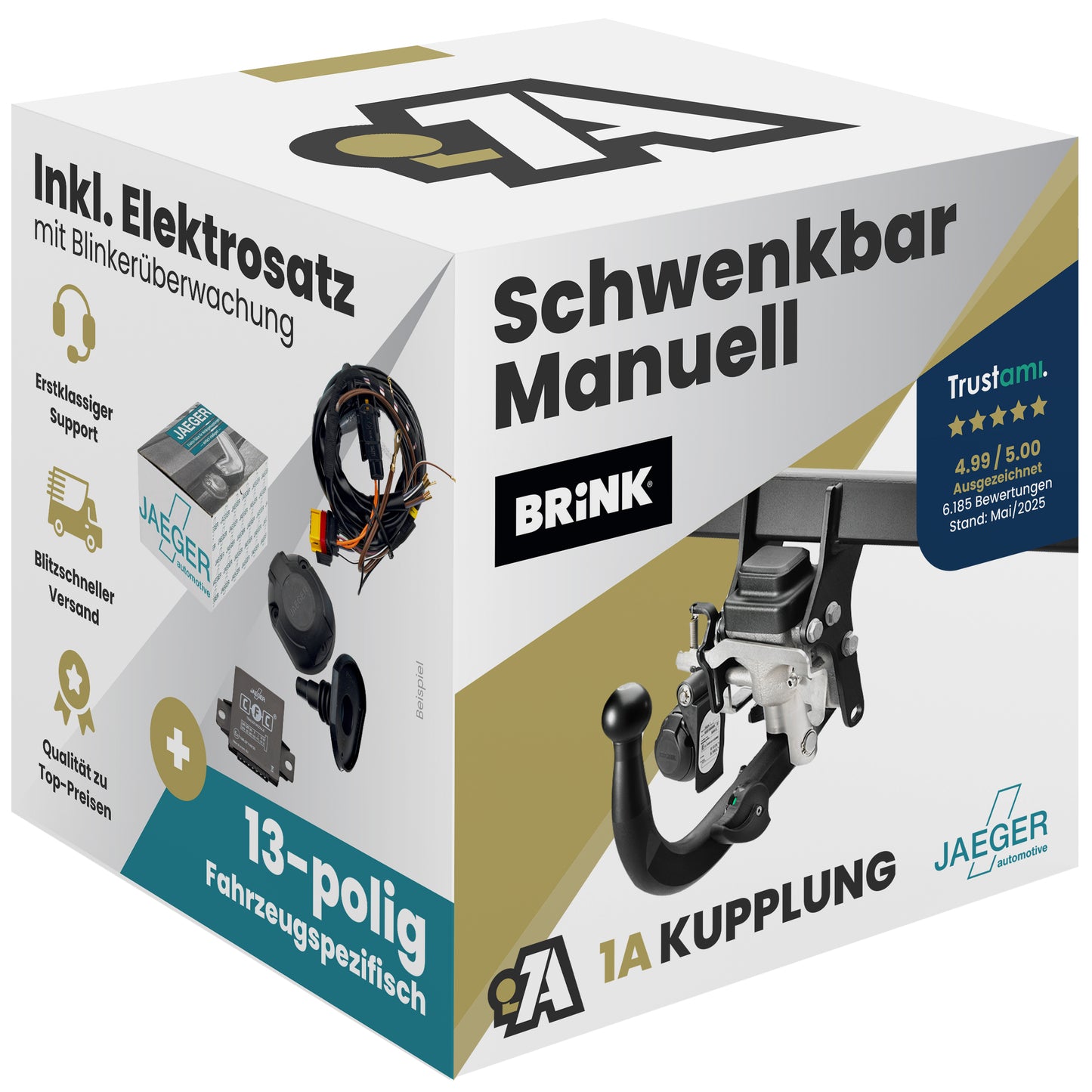 VW Tiguan II 5-Türer (SUV) 04.2016-08.2023 AD1 BRiNK Anhängerkupplung mit JAEGER Elektrosatz