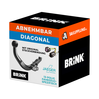 Brink Anhängerkupplung abnehmbar Inkl. E-Satz - Fiat Fiorino / Qubo ab 02.2008